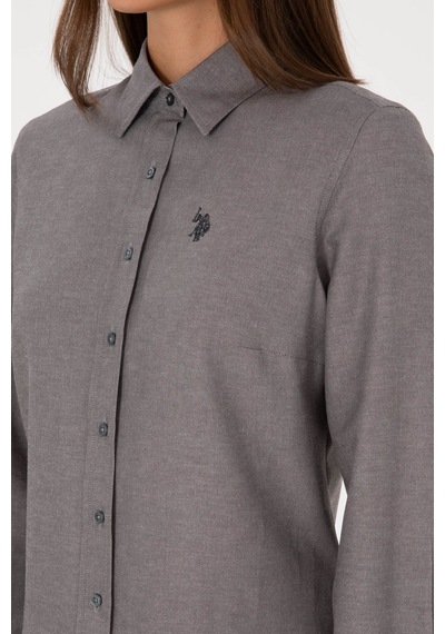 U.S. Polo Assn. Kadın Gri Uzun Kollu Basic Gömlek 50316711-VR024