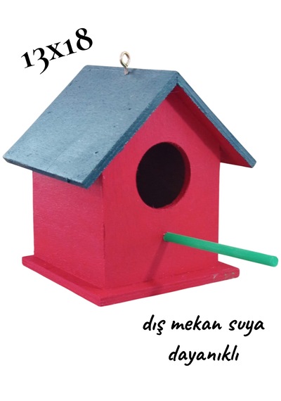 Ahşap Kuş Evi Vernikli Dış Mekan Suya Dayanıklı Kuş Yuvası 13x18