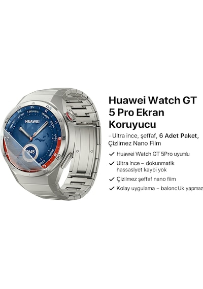 Huawei Gt 6 Pro /gt 5 Pro 46mm Akıllı Saat Kırılmaz Ekran Koruyucu Film 6 Adet Extra Ince Full Koruma Nano