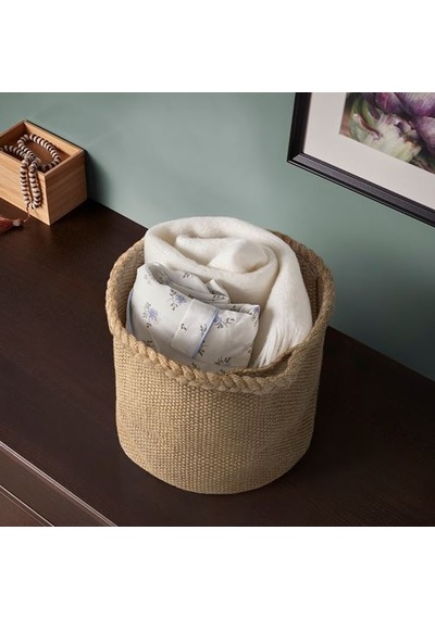Ikea Mävınn Sepet, Jüt, 26x25x25 Cm Hasır Jüt Siyah
