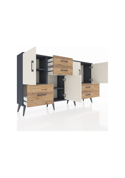 Arges Konsol 4 Raflı 5 Çekmeceli 4 Kapaklı 176x30x99 Antrasit-aytaşı/çam Aytası/atlas Çam - Antrasıt Arges Konsol 4 Raflı 5 Çekmeceli 4 Kapaklı 176x30x99 Antrasit-aytaşı/çam Aytası/atlas Çam - Antrasıt
