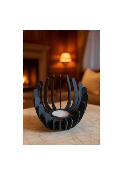 Alvera Nilüfer Çiçeği Formlu Mumluk Tealight Mum Tutucu Yapıştırıcısız Geçmeli Dekoratif Mumluk Karışık