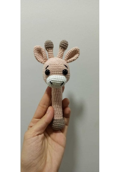 Yenidoğan Sevimli Zürafa Çıngırak Amigurumi Organik Oyuncak Karış Çok Renkli