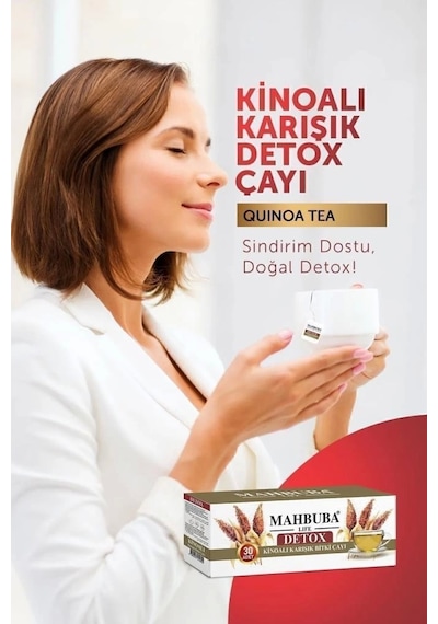 Mahbuba Kinoalı Karışık  Diyet Glutensiz Form Bitki Çayı 1 Aylık - 30 Kullanım Net 60gr X 2