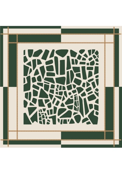 Tarzını Seç Yeşil Mozaik Zincir Fular / Bandana / Aksesuar / Şal / Eşarp 70x70