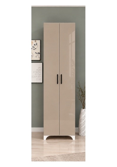 İnci 8 Raflı Mdf Beyaz 2 Kapaklı Çok Amaçlı Mutfak Dolabı Banyo Dolabı Çok Amaçlı Dolap Krem
