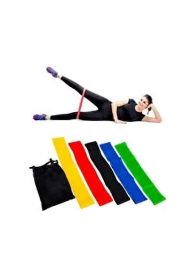 Mucit Home 5 Farklı Seviyeli Çantalı Pilates Direnç Bandı Seti Çok Renkli