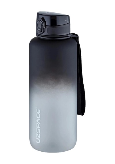 Uzspace 1500ml Mega Boy Soft Touch Çift Renk Motivasyon Tritan Su Matarası Siyah-beyaz Çok Renkli