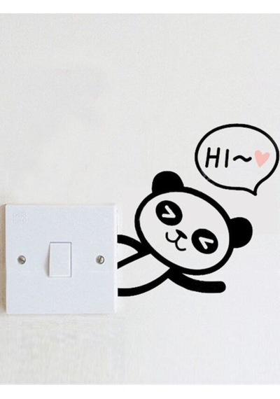 Oturma Odası Anahtarı Panda Baskılı Sticker 12 X 12 Cm