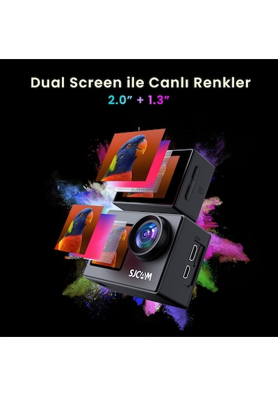 SJCAM SJ4000 Dual Screen WiFi 4K UHD 16MP 170° 2”/1.3” Çift Ekranlı Aksiyon Kamerası Siyah