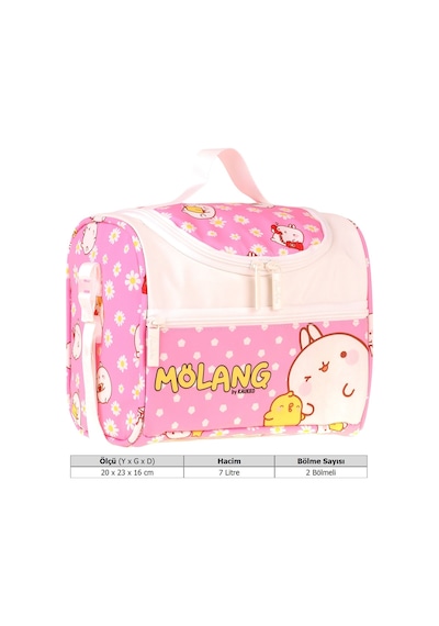 Kaukko Kids Kız Çocuk Molang Baskılı Isı Yalıtımlı Okul Beslenme Çantası Pembe - Sarı - L5319