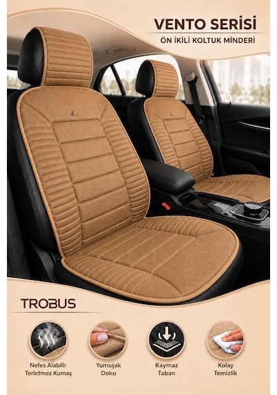 Honda Civic 2012-2015 Üniversal Vento Serisi 2 Parça Ön Oto Koltuk Minderi Taba