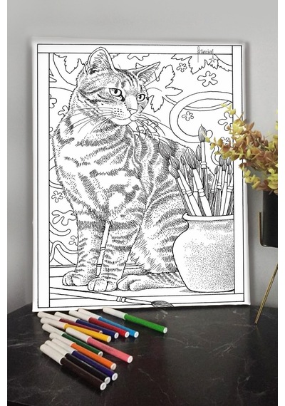 Kedi 8 40x30cm Çocuklar Için Özel Boyanabilir Tablo Mandala Tablo Kalem Hediyesi Yoktur.