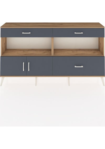 Arges Konsol 2 Raflı 3 Çekmeceli 2 Kapaklı 176x30x99 Çam-antrasit Çam-antrasit
