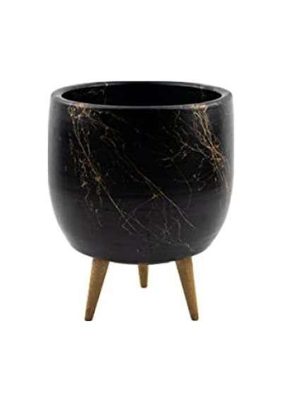Gold Mermer Efektli 3 Ayaklı Saksı - 19 Cm