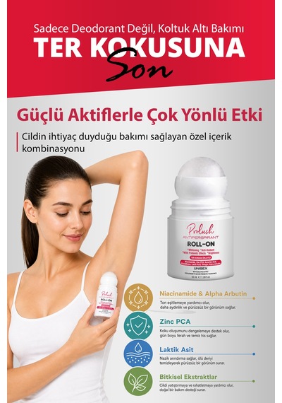 Koltuk Altı, Ter Kokusu Önleyici, Antiperspirant Beyazlatıcı Etkili, Ton Eşitleyici Unisex Roll On 50 Ml - 877734229