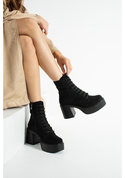 Dabab Shoes Melvıan Kadın Siyah Lüks Süet Bağcıklı Fermuarlı İçi Kürklü 8 Cm Kalın Topuklu 3 Cm Platform Bot Bootie Siyah Süet Dabab Shoes Melvıan Kadın Siyah Lüks Süet Bağcıklı Fermuarlı İçi Kürklü 8 Cm Kalın Topuklu 3 Cm Platform Bot Bootie Siyah Süet