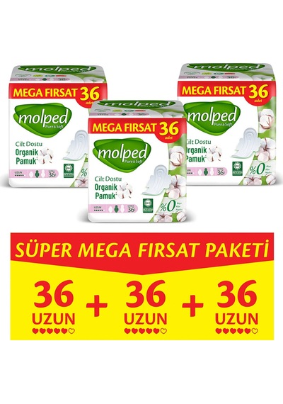Molped Uzun Pure Soft Mega Fırsat Ultra 36 Lı X 3 Adett