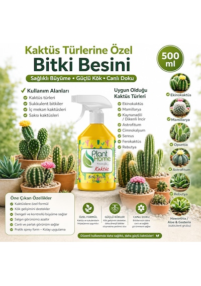 Kaktüs Ve Sukulent Bitki Besini Sprey Form Kolay Uygulama 500 Ml