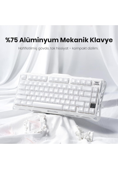 Gravastar Mercury K1 Kablosuz Mekanik Gaming İngilizce Q Klavye Ve M2 Kablosuz Optik Mouse Seti, Opa