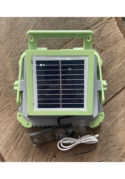 Splıt Led Solar Kamp Lambası Güneş Enerjili Projektör Kumandalı 300watt Beyaz-sarı