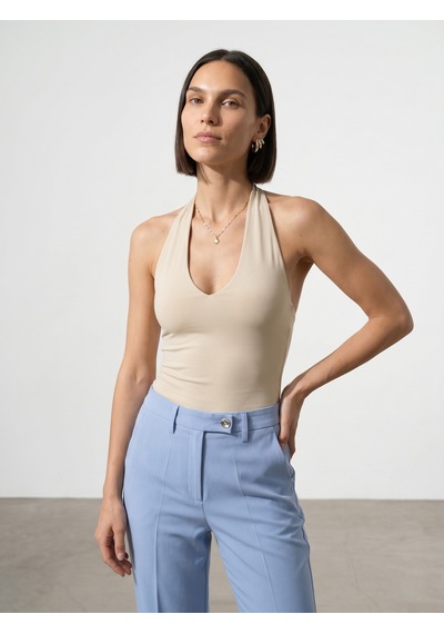 Dilvin 21231 Halter Yaka Bodysuit-taş