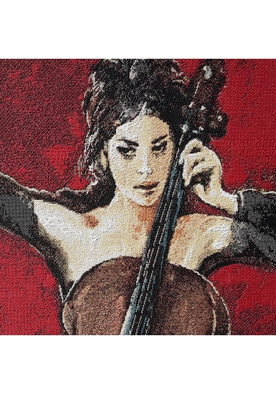 Figüratif Seri-05 Dokuma Goblen Kumaş-Cello Çalan Kız