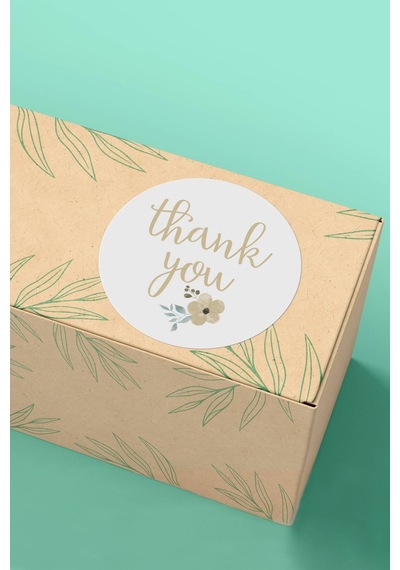 90 Adet Thank You Teşekkür Etiketi Gold Çiçek Desen 3x3cm St2005 Çok Renkli