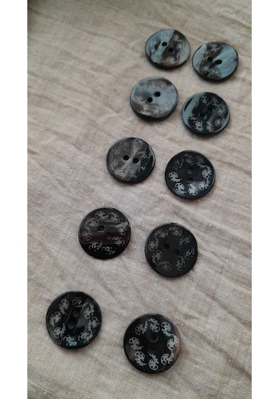 Doğal Siyah Lazerli Hakiki İnci Midye Kabugu Düğme 20 Mm 8 Adet