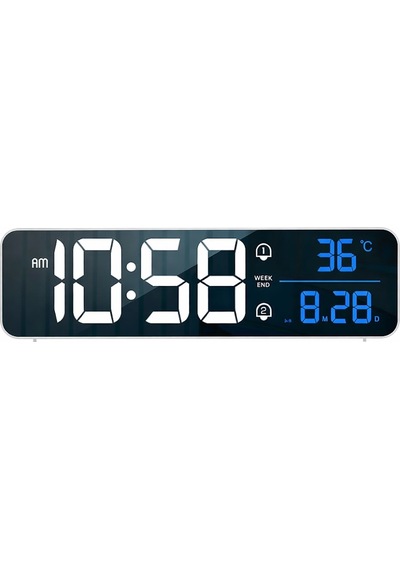 Mdstech Hd Led Aynalı Dijital Masa Saati Sıcaklık Tarih Alarm Usb Şarjlı Elektronik Saat Siyah