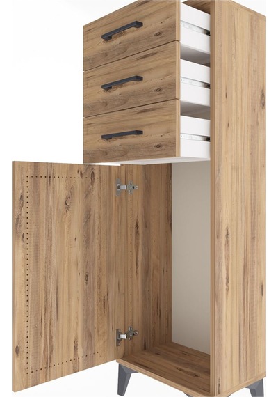 Arges Dolap 3 Çekmeceli Tek Kapaklı 44x30x134 Çam-çam Çam