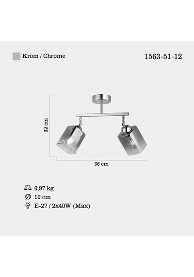 Rayo 2 Li Krom Plafonyer 2xe27 0.25 KG