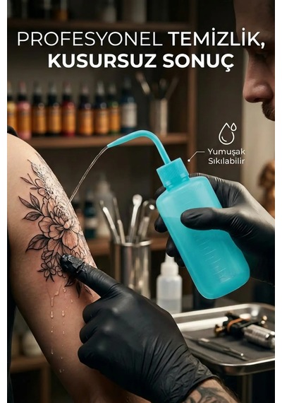 Mavi Pipet Şişe 500 Ml Dövme Yıkama Piset Şişesi