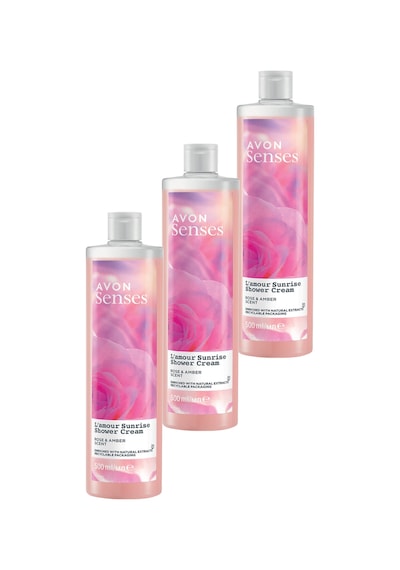 Avon Senses L'amour Sunrise Gül ve Amber Kokulu Krem Duş Jeli 3 x 500 ML