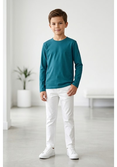 Kiagu Erkek Çocuk Uzun Kollu Basic Düz Tişört %100 Pamuk Bisiklet Yaka T-shirt 2-13 Yaş Yeşil Kiagu Erkek Çocuk Uzun Kollu Basic Düz Tişört %100 Pamuk Bisiklet Yaka T-shirt 2-13 Yaş Yeşil