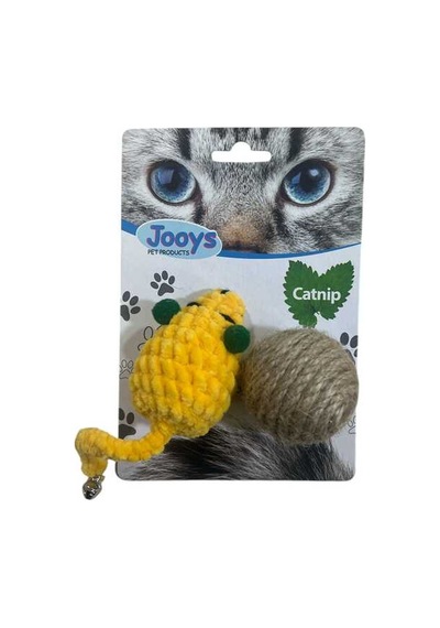 Jooys Catnip'li Kadife Fare Ve Hasir Top Ikili Set