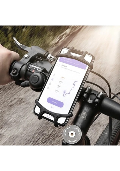 Floveme Universal Silikon Bisiklet Motosiklet Telefon Tutucu- 5775 Siyah