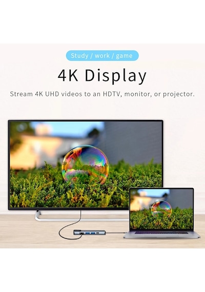 Tr-12 4K Hdtv - Rj45 5 Port Type-C To 100 Mbps Apple Uyumlu MacBook Hub
