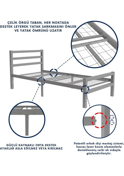 Aksviva Buhara Tek Kişilik Metal Ferforje Karyola