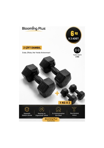 6 Kg Dambıl Seti +1 Kg Toplam 14 Kg