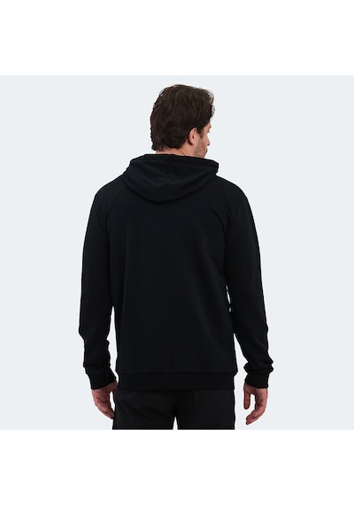 Slazenger KLARA I Erkek Fermuarlı Kapüşonlu Cepli Siyah Sweatshirt