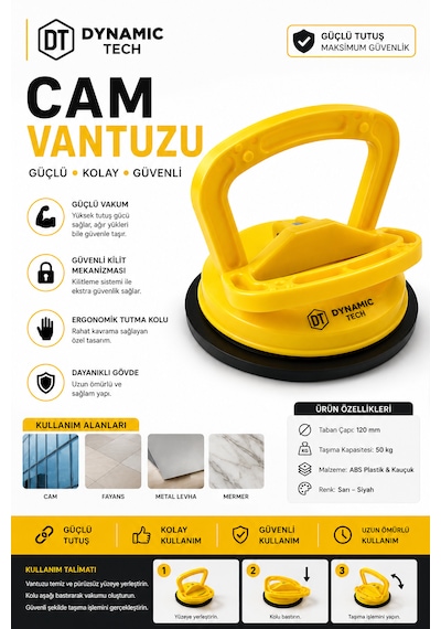 Tekli Vantuzlu Cam Taşıma Tutucu Seramik Fayans Granit Kaldırma Aparatı Vantuz