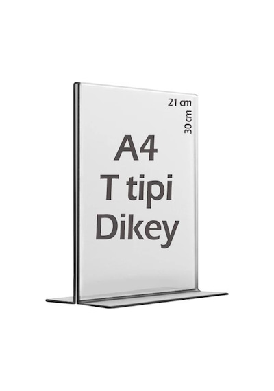 A4 T-tipi Dikey 21x30 Cm Masaüstü Şeffaf Pleksi Föylük Menü Broşür Etiket Fotoğraflık Albüm Stand Sehpa Fiyatlık