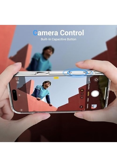 Aksesuar 16 Serisi İle Uyumlu Kılıf - Şarj Özellikli Şeffaf Sert Pc Embos Kapak Güçlü Manyetik Telefon Kılıfı
