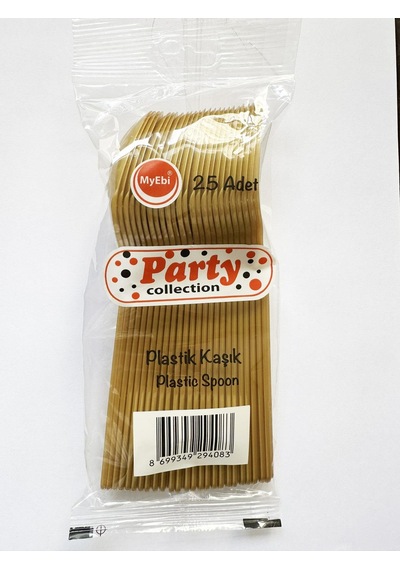 Plastik Lüx Altın Renk Kaşık - Parti Davet Piknik Çorba Yemek Kaşığı - 18 Cm. - 125 Adet