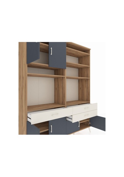 Hyperion Gardrop 10 Raflı 3 Çekmeceli 8 Kapaklı 176x44x221 Çam-antrasit/aytaşı Antrasit/aytaşı Hyperion Gardrop 10 Raflı 3 Çekmeceli 8 Kapaklı 176x44x221 Çam-antrasit/aytaşı Antrasit/aytaşı