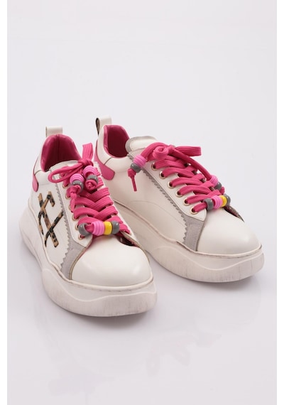 Dgn 1023 Kadin Sneaker Ayakkabi 1023-2007-R0214 Beyaz - Fuşya
