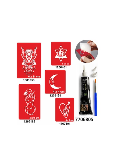 Hint Kınası Ve Şablonla Geçici Dövme Yapma Seti Set 34