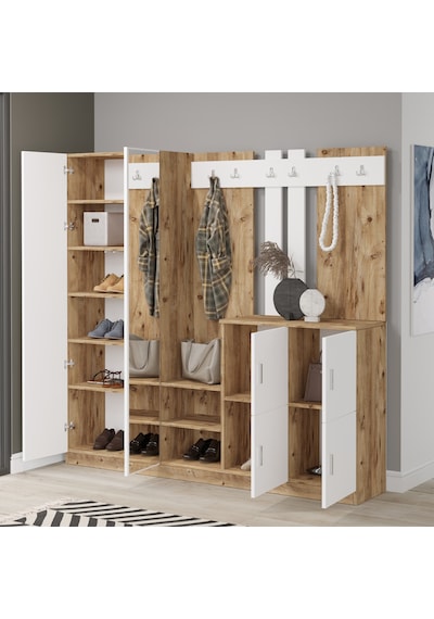 Yurudesign Gibson Vestiyer Portmanto Ayakkabılık Çam-Beyaz