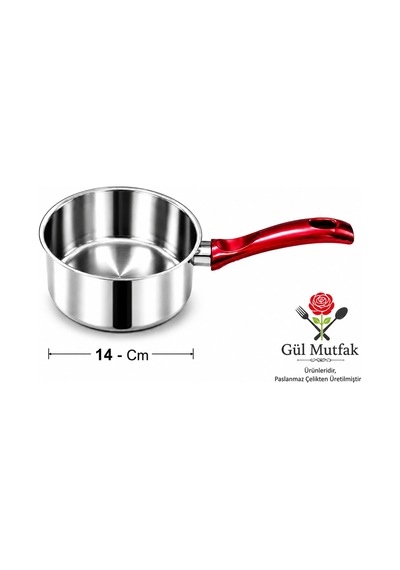 Gül Mutfak 2 Li Sütlük Ve Sosluk 16 Cm 14 Cm - Çok Amaçlı Yumurta Haşlama Ve Sos Tenceresi - Paslanmaz Çelik